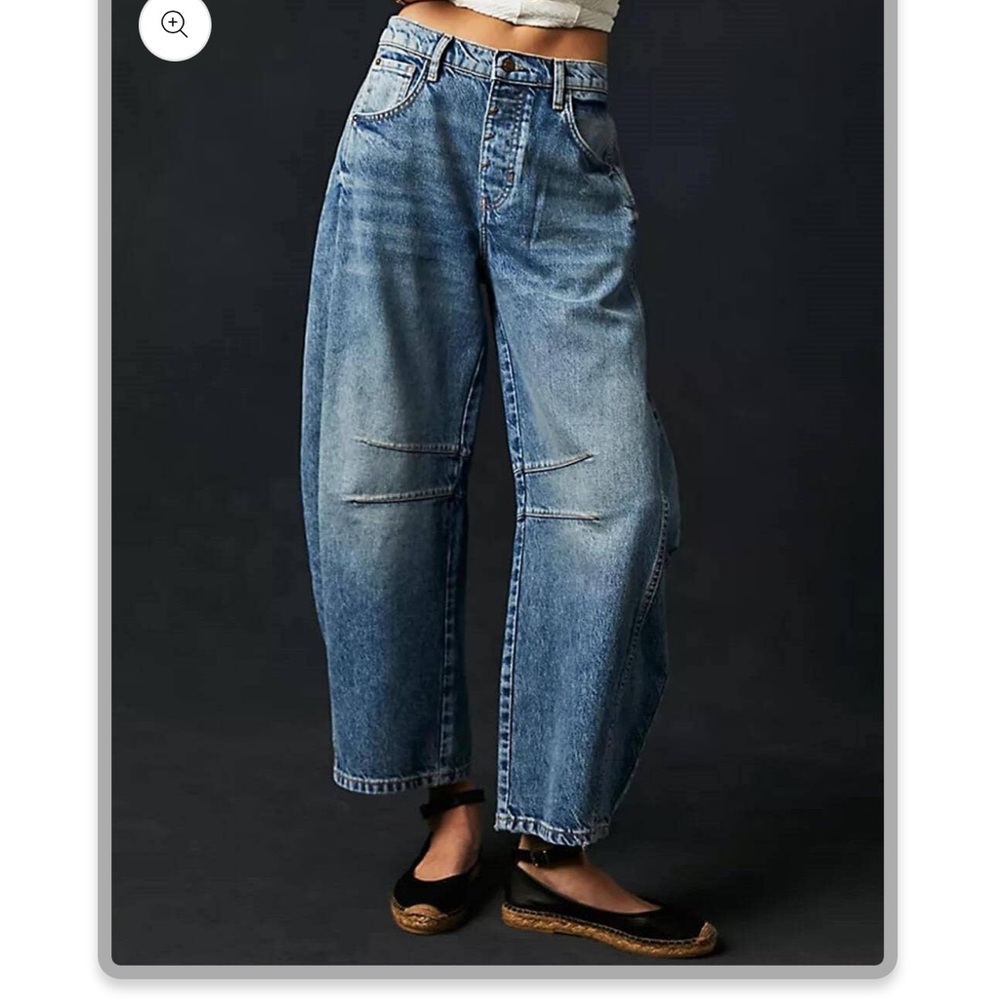 Sweetkama Women's Blue Denim wide leg barrel Jeans